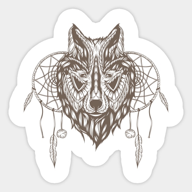 Dream Catcher Wolf Sticker by Digster